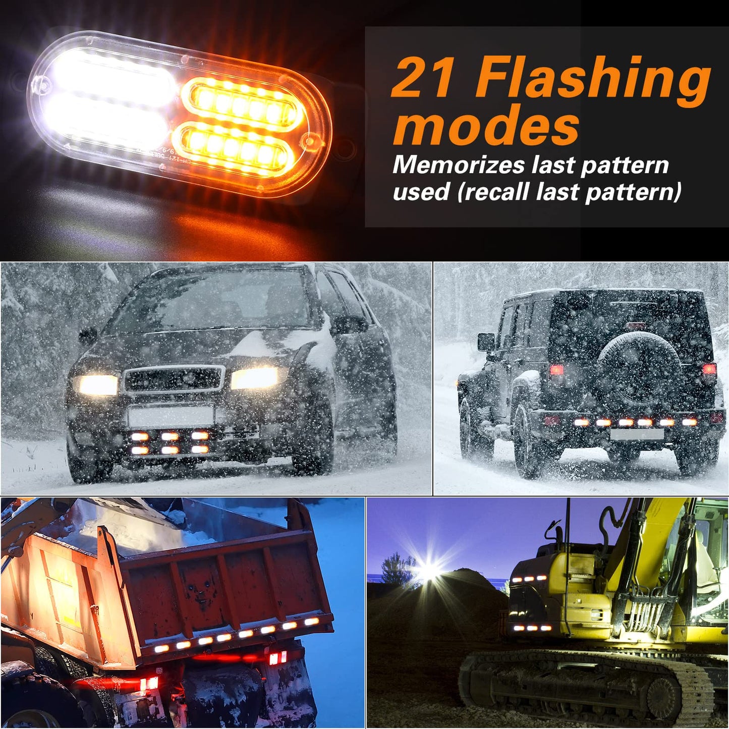 12 Pcs Emergency Lights for Vehicles Truck Flush Mount LED Emergency Lights with Control Box Wiring Hazard Warning Amber Strobe Lamp for Vehicle Truck Car Roadside