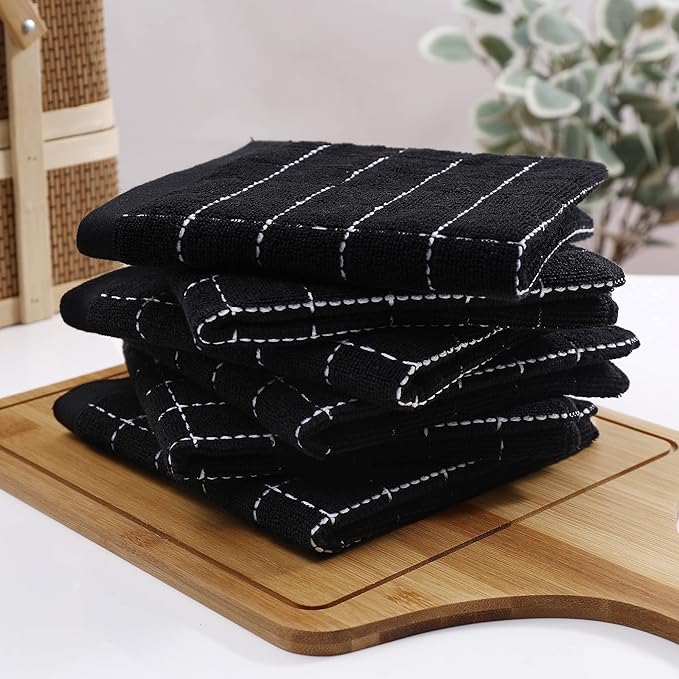 Homaxy 100% Cotton Terry Kitchen Towels, Checkered Designed, Soft and Super