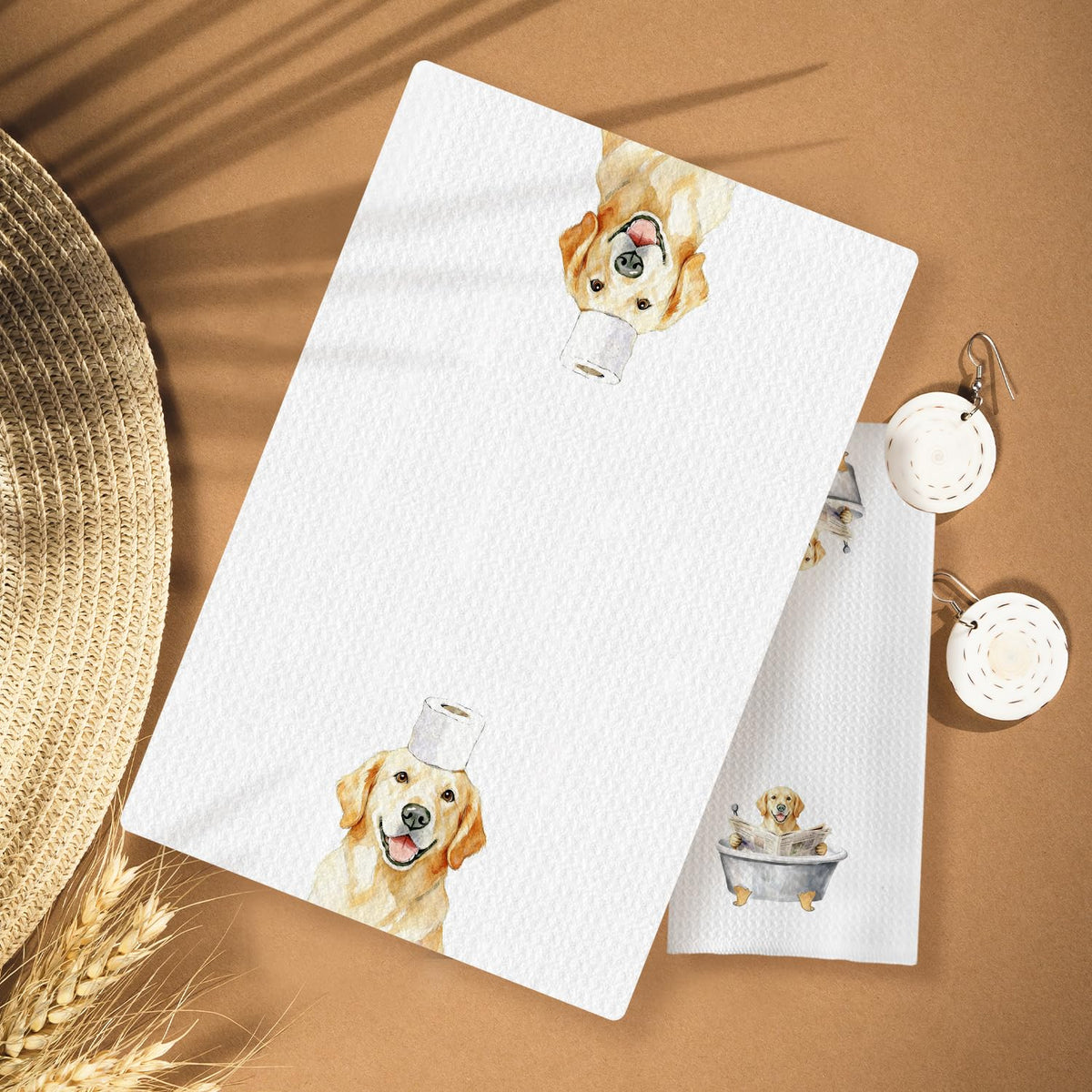 HUGANE Funny Labrador Bathroom Decor Hand Towels Set of 3,Labrador Mom Gifts, Gifts for Labrador Lovers, Kids Dog Bathroom Decor, 16x24 Inch