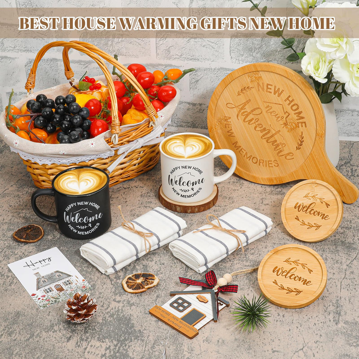House Warming Gifts New Home,10Pcs New House Gift Basket, Closing Gift for Home Buyers Realtors,First House Gift Ideas, New Apartment
