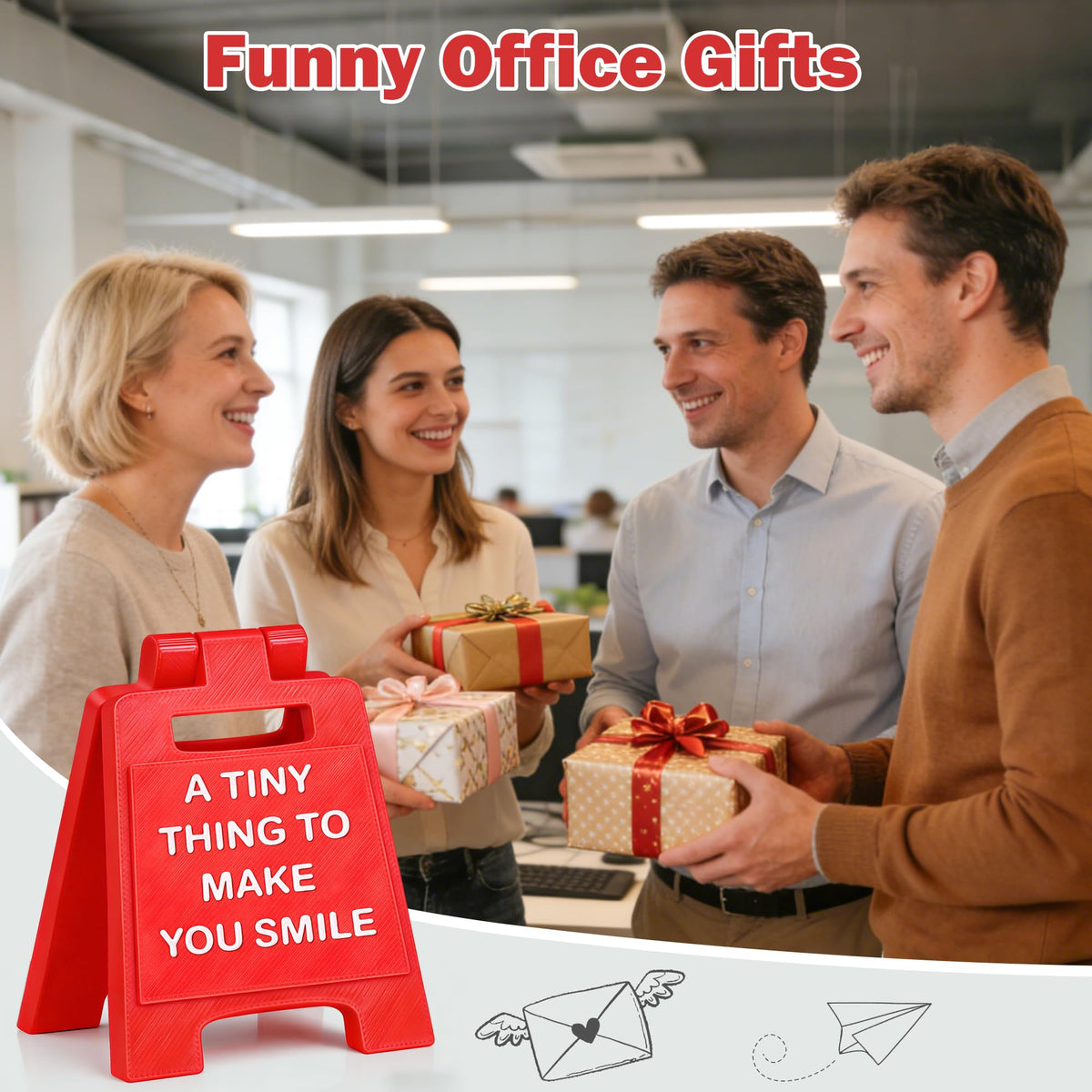Mini Sign Coworker Friend Office Decor for Women Men, Employee Appreciation Gifts Encouragement Motivational Gifts for HR, A Tiny Thing to Make You Smile 3D Printed Office Cubicle Desk Decor Sign