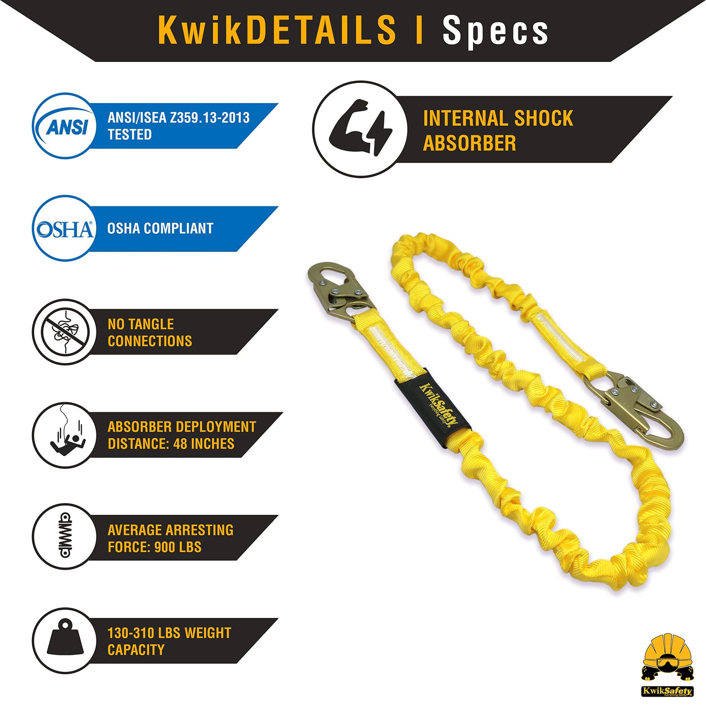 KwikSafety THUNDER DiamondBACK Safety Harness + RATTLER 6ft Safety Lanyard