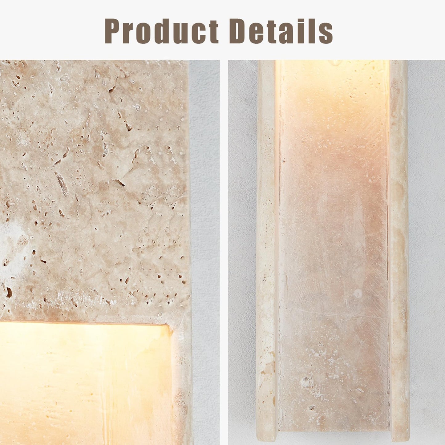 19 Inch Square Travertine Wall Sconce, Natural Stone Wall Lamp, Japanese Style Art Decor Wall Light Fixture, Indoor Outdoor Wall Mounted Lamp for Entryway, Hallway, Bedroom, Living Room, Dining Room