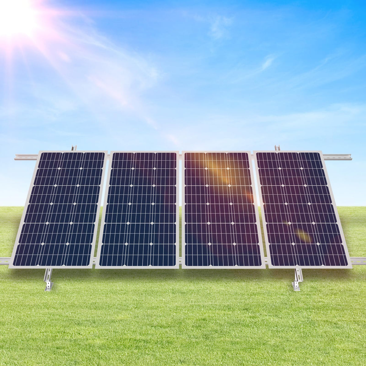 VEVOR Solar Panel Mounting Brackets, 30-60 Adjustable Multi-Piece Brackets for 1-4PCS Panels, Carbon Steel Ground Mount Stand for Farms, RVs, Boats, Off-Grid System