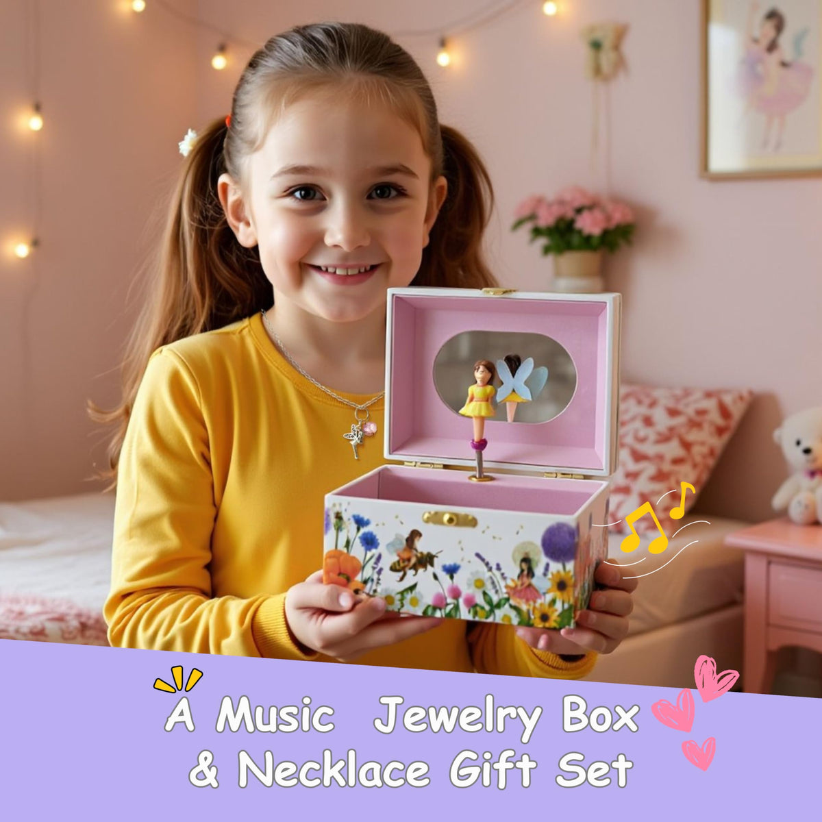 ABI + OLIE Kids Musical Fairy Jewelry Box for Girls - Fairy Toys - A Music Box for Girls