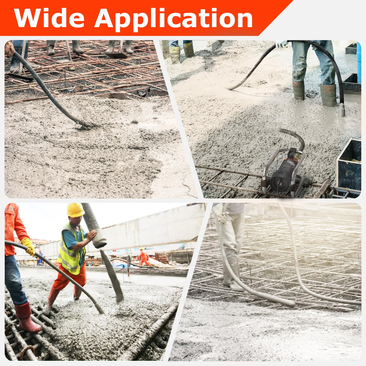 Seeutek Concrete Vibrating Tool - 1500W 16000 RPM Portable Pencil Cement Vibrator to Remove Air Bubbles and Level Concrete with 4.5m (14-3/4ft) Long Shaft Rod, Easy to Use
