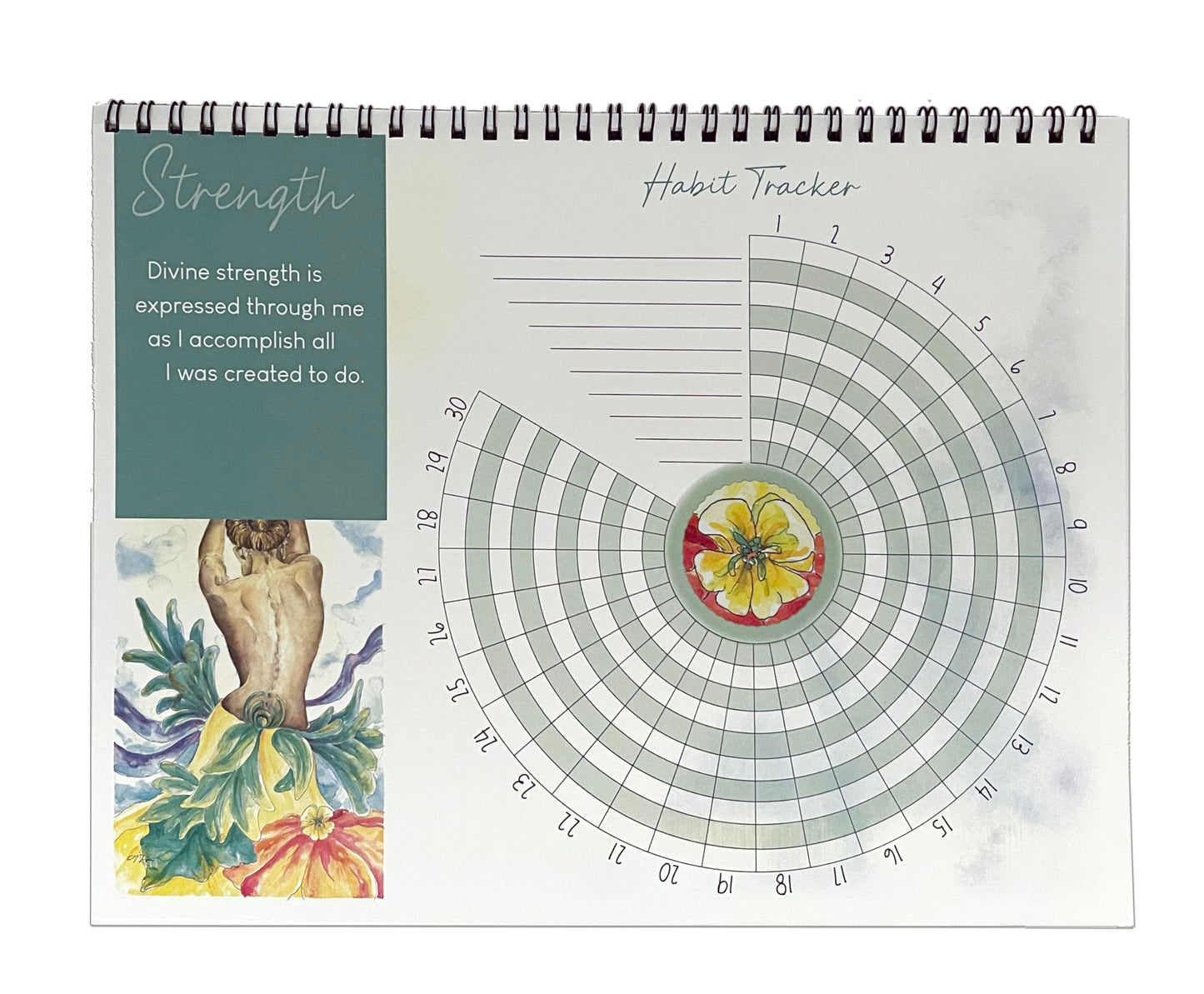 Rise Into Your Power Habit Tracker – 30-Day Undated Spiral Planner with Watercolor Art & Affirmations – Track Up to 10 Habits – Mindful Productivity Journal for Women – Self-Care & Wellness Gift