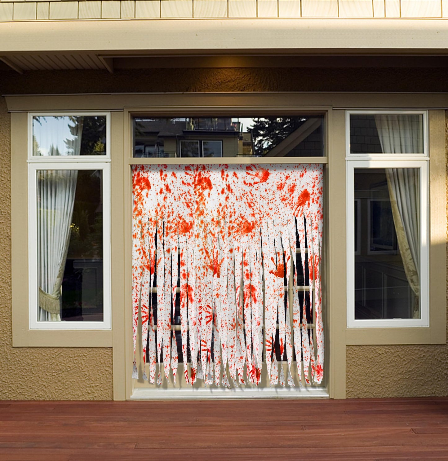 Sfcddtlg 2 Pcs Halloween Door Curtains - 85 x 59 Inch Extra Large Bloody Handprint Doorway Decorations - Scary Creepy Curtain Cloth for Halloween Party Haunted House Decoration
