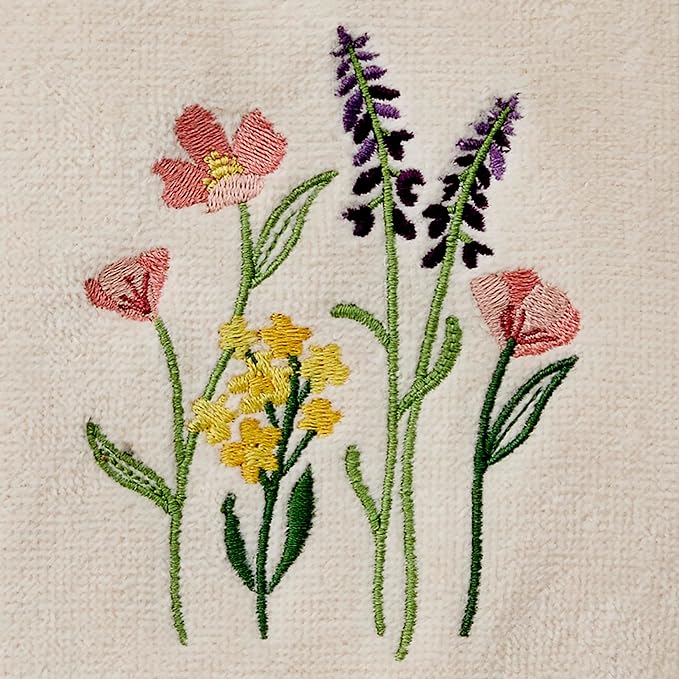 SKL Home Meadow Bouquet 100% Cotton Embroidered 2pc Hand Towel Set, Decorative