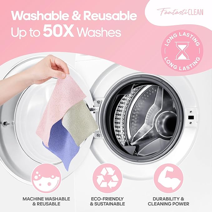 Fantasticlean Microfiber Cleaning Cloth Roll 2 Rolls 120 Pack, Tear Away
