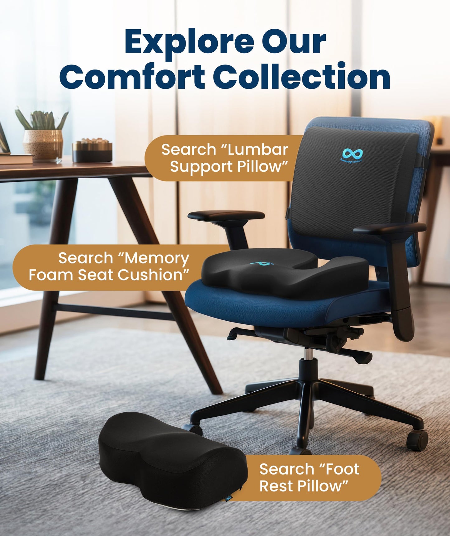 Everlasting Comfort Car Seat Cushion for Driving - Orthopedic Car Cushion for Office, Travel, Gaming Chair Memory Foam Driver Booster for Short People, Non-Slip, Washable Cover, Back & Sciatica Relief
