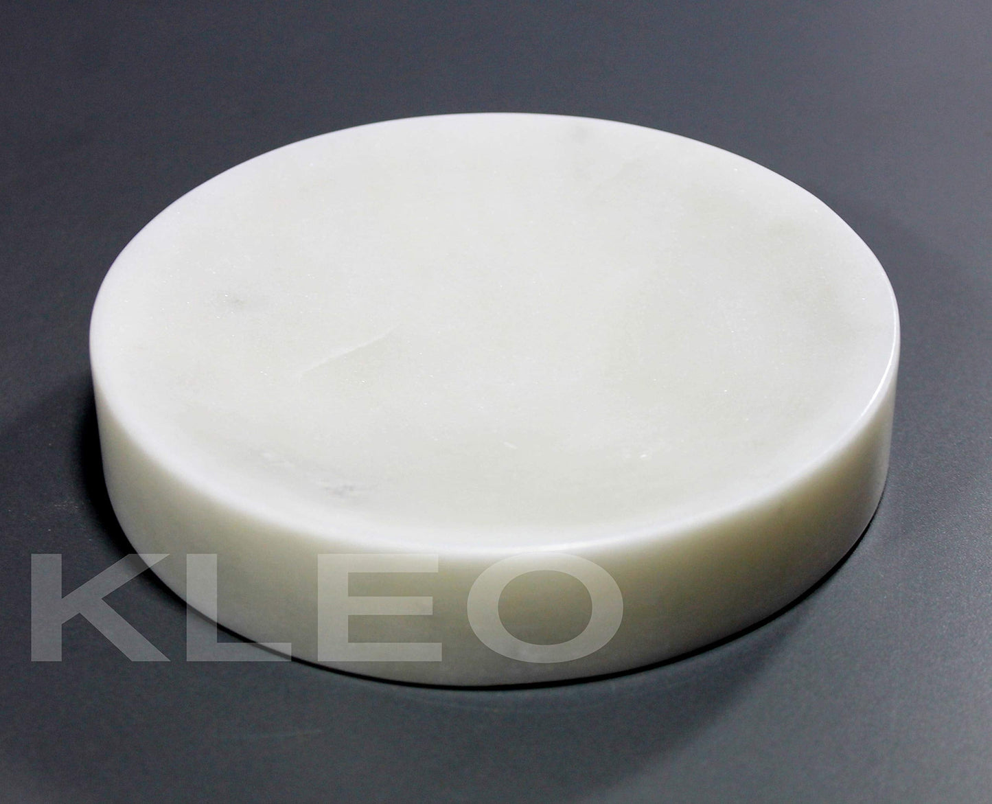 KLEO Soap Dish - Round Design | Natural White Marble Stone | Soap Holder | Soap Tray | Soap Case | Luxury Bath Accessories