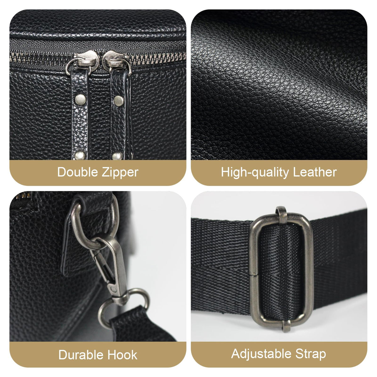 MOETYANG Crossbody Bags for Women Large Vegan Leather Bum Bag with Coin Purse (Black)