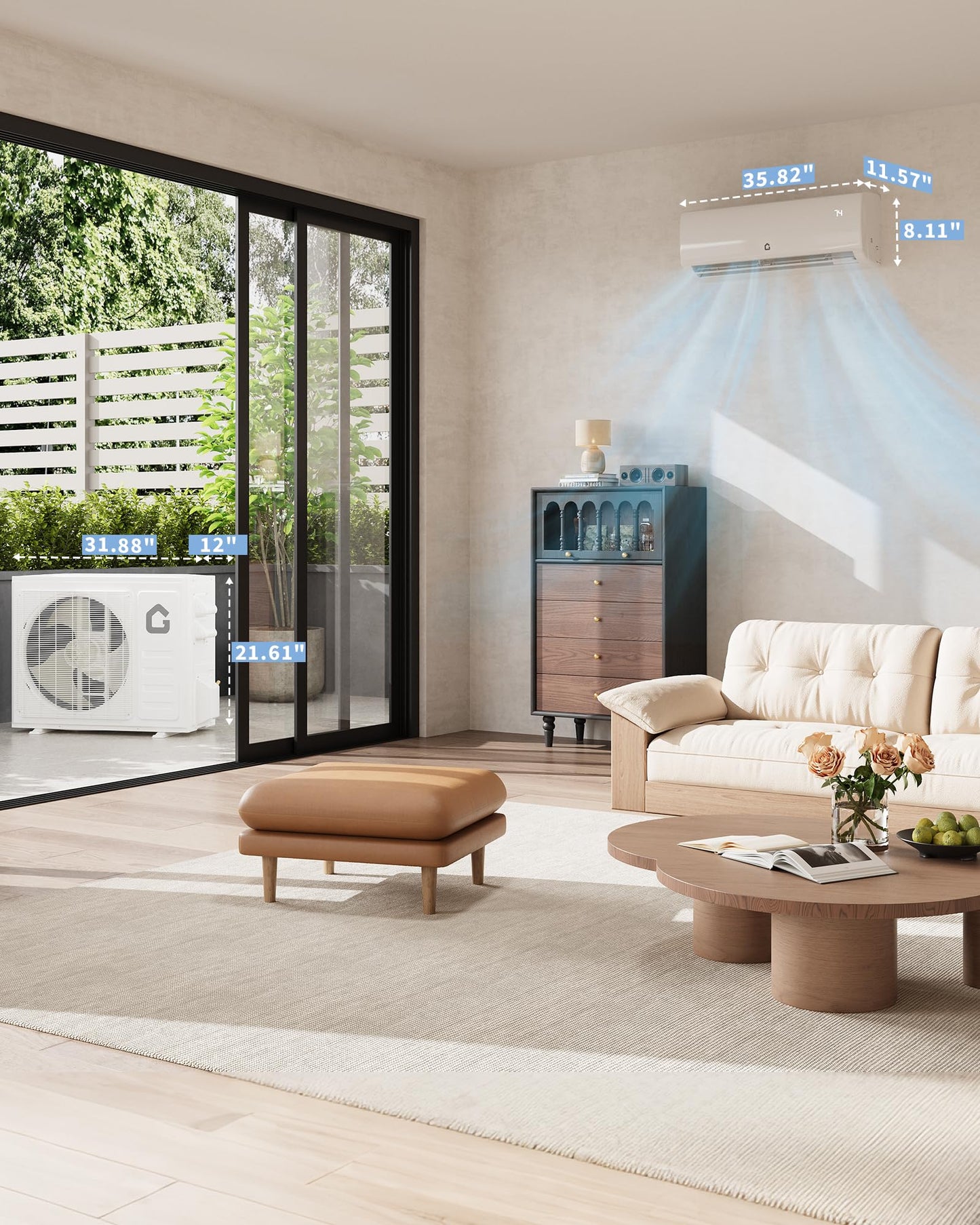 Takywep 11500 BTU Mini Split AC/Heating System, 17 SEER2 Inverter 6-in-1 Split System Air Conditioners, Ductless Heat Pump Wall Mount AC Unit Cool Up to 750 Sq. Ft, Installation Kits, 115V