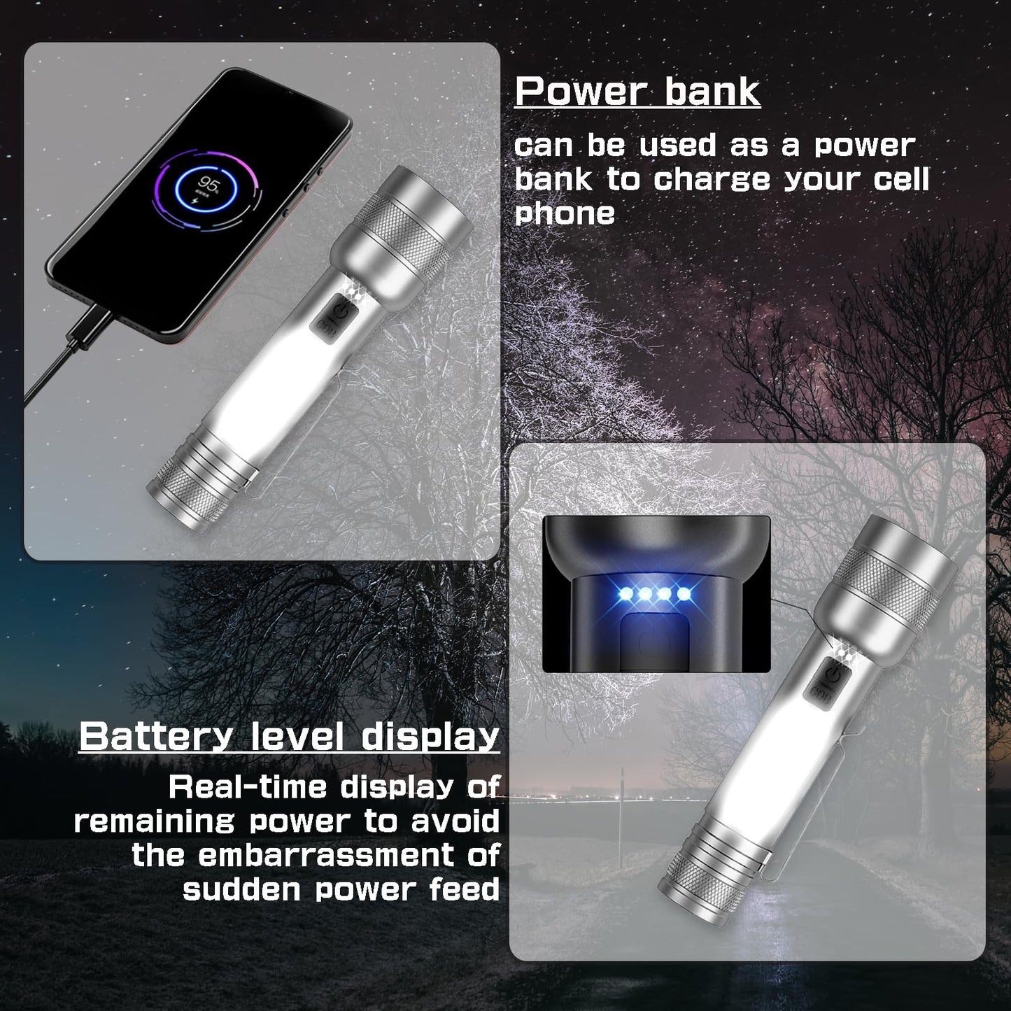 Rechargeable Flashlights High Lumens,Super Bright LED Flashlight,Small handheld Flash Lights for Camping or Emergency,Zoomable Strong Flashlight for Home and Adventure,with Portable Clip & Gift boxed