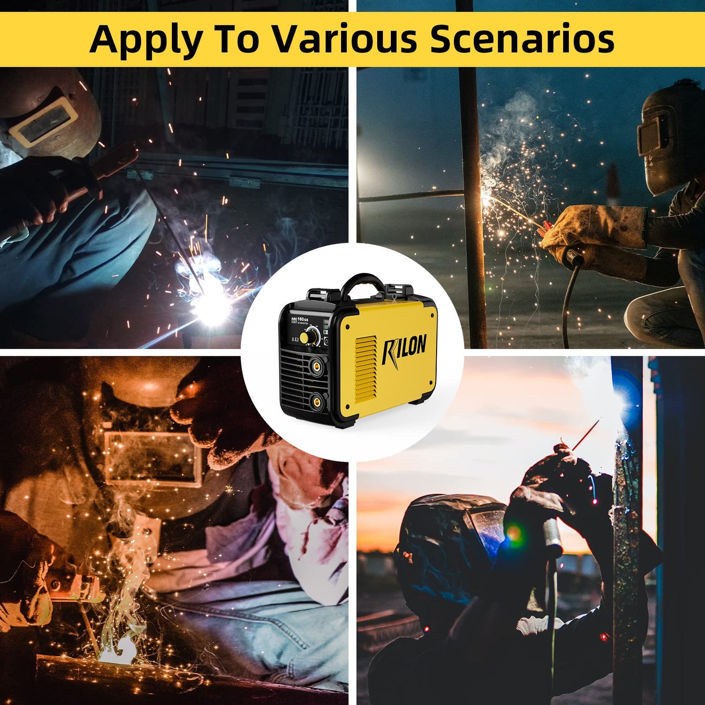 Troozy Stick Welder 110V/220V, Arc Welding Machine 160A, IGBT High Duty Cycle, Dual Voltage MMA Welding Kit with Hot Start Arc Force Anti-Stick DC, Yellow