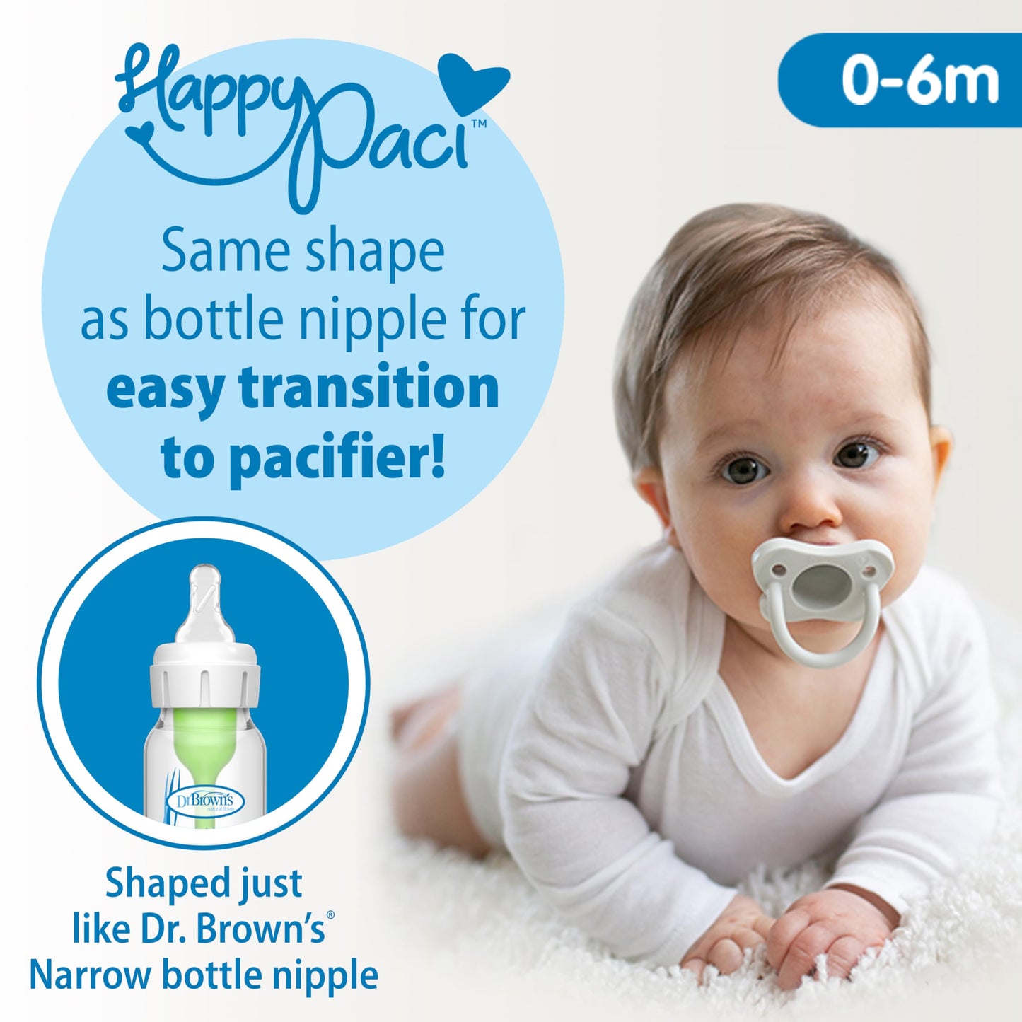 Dr. Brown's Anti-Colic Options+ Narrow Glass Baby Bottle Starter Set with Level 1, 2, and 3 Nipples, Silicone Sleeves, Soft-Touch Brush, Travel Caps, and HappyPaci, 0m+ (Packaging May Vary)