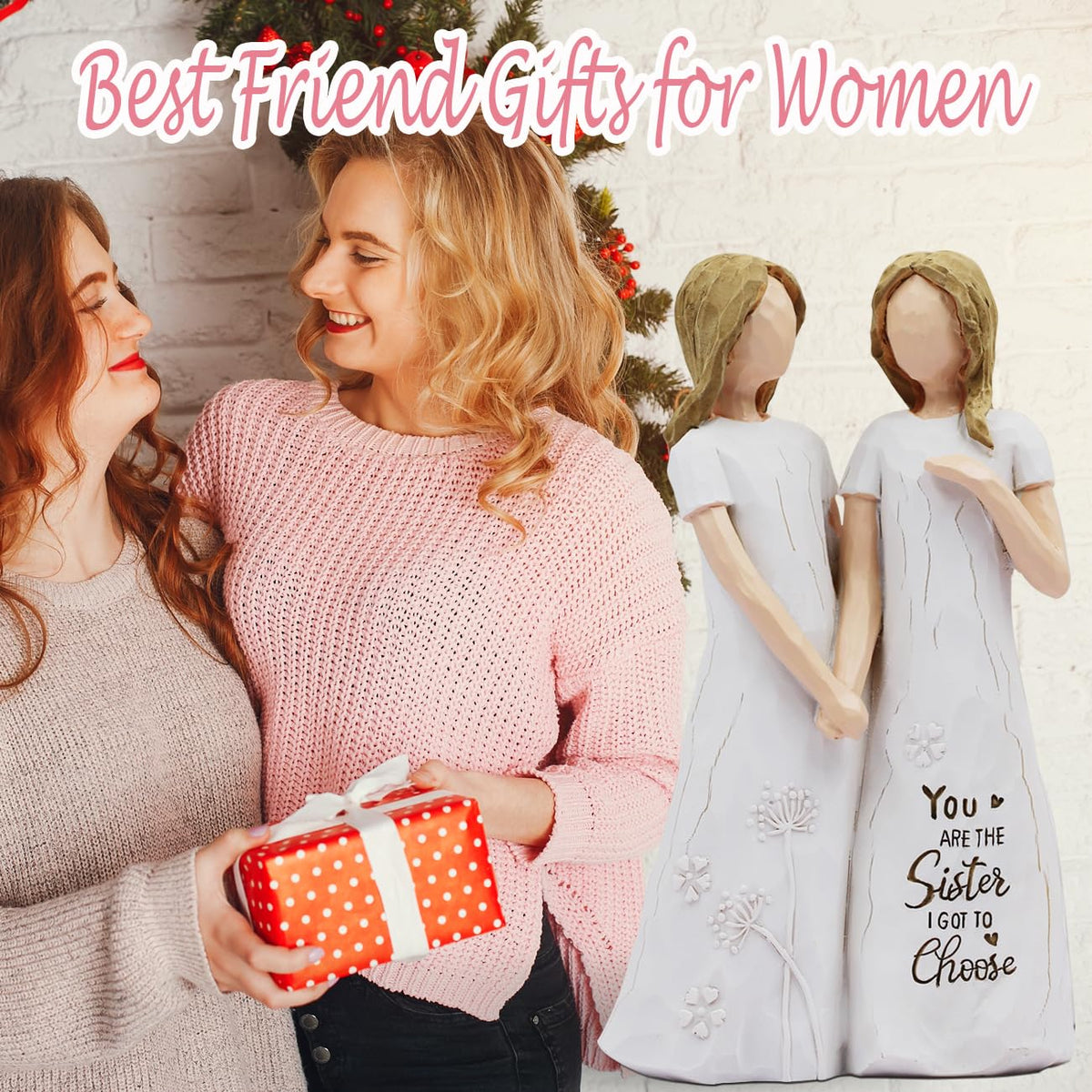 BORLESTA Best Friend Birthday Gifts for Women - Friendship Gifts for Women, Gift for Friends Women, Sister Birthday Gift, Bestie Gift for Women - Friend Hand-Painted Figure