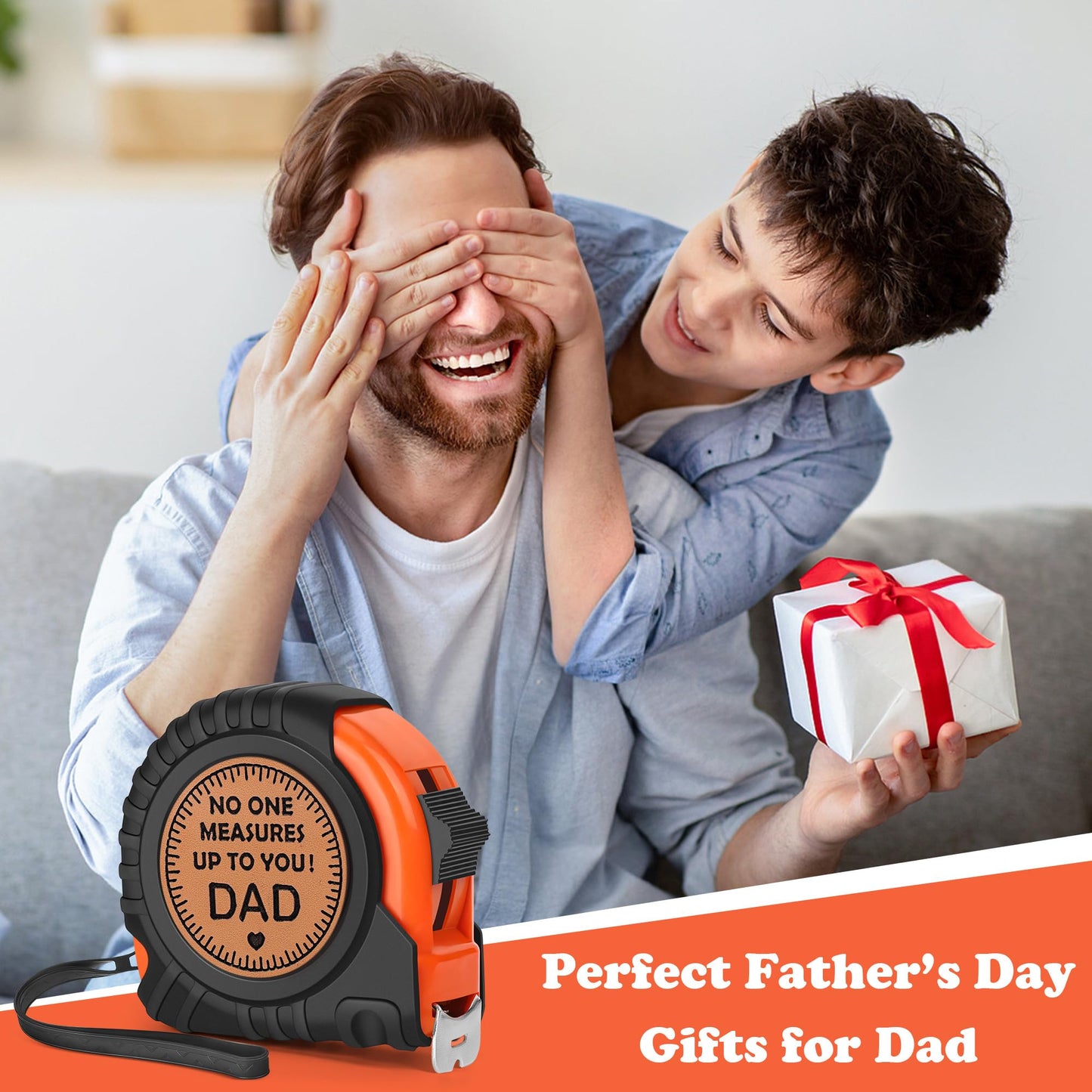 Fathers Day Dad Gifts from Daughter Son Wife, Dad Birthday Gifts, First Fathers Day for New Dad Daddy Useful Stuff, Best Dad Ever Gift, Father in Law Genuine Leather Engraved 25 FT Tape Measure Tools