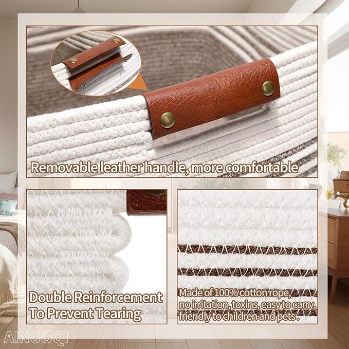 Laundry Hamper - Tall Woven Rope Laundry Basket - Clothes hamper
