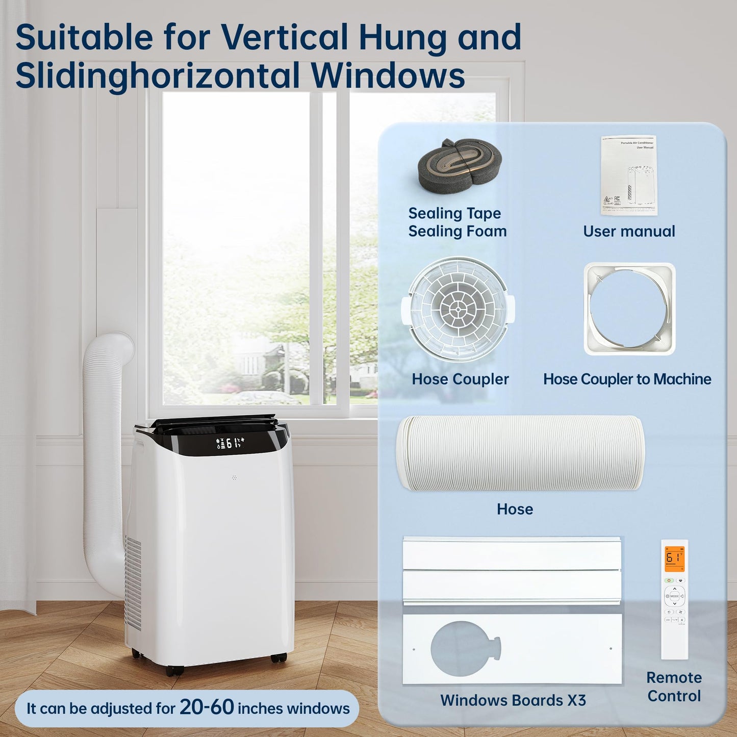 Humhold 14000 BTU Portable Air Conditioners with Remote Control, 3-in-1 Free Standing Cooling AC Unit with Fan & Dehumidifier, Cools Room up to 700 sq.ft, Smart/Sleep Mode,3 Speed,Auto Swing,24H Timer