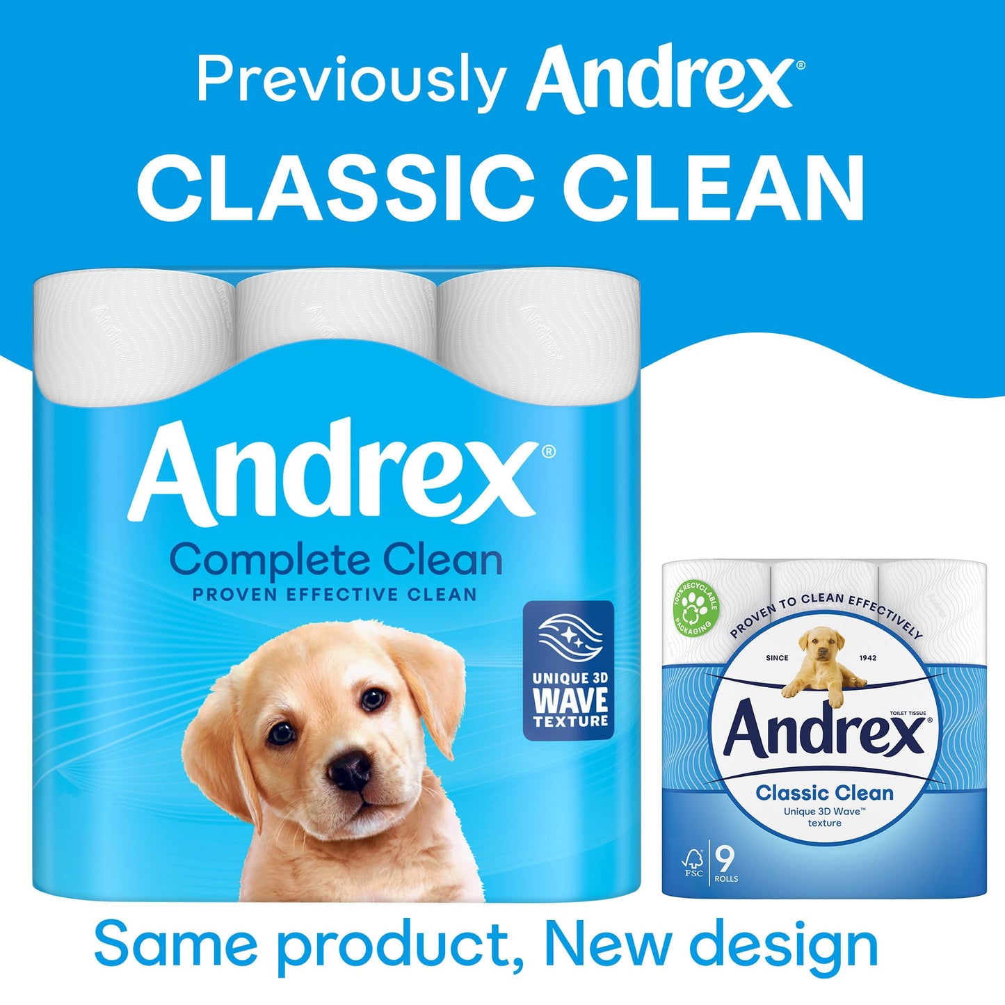 Andrex Classic Clean Mega Toilet Roll - 12 Mega XL - Same Quality Toilet Roll, Lasts Even Longer, 12 Mega Toilet Rolls = 18 Standard Rolls, Paper, White - 2-Ply,Packaging may vary