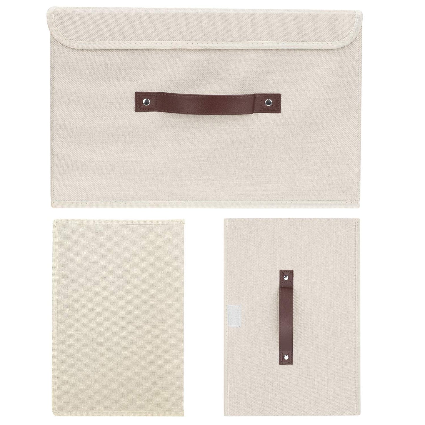 TYEERS Foldable Storage Boxes with Lids 5 Pack Fabric Storage Bins with Lids, Closet Organizers for Clothes Storage, Room Organization, Office Storage, Toys - Beige
