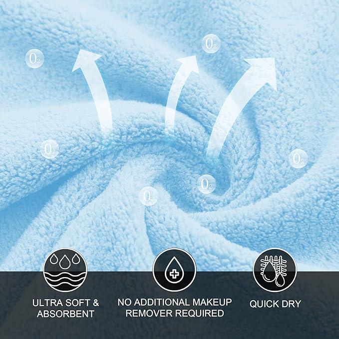 MOONQUEEN Microfiber Facial Cloths Fast Drying Washcloth 12 Pack