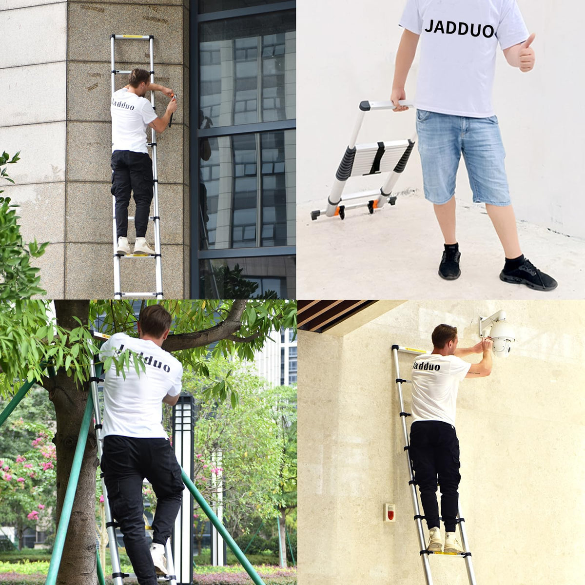 JADDUO Telescoping Ladder,24.6 FT Extension Ladder,Aluminum Lightweight Telescopic Ladder with 2 Triangle Stabilizers