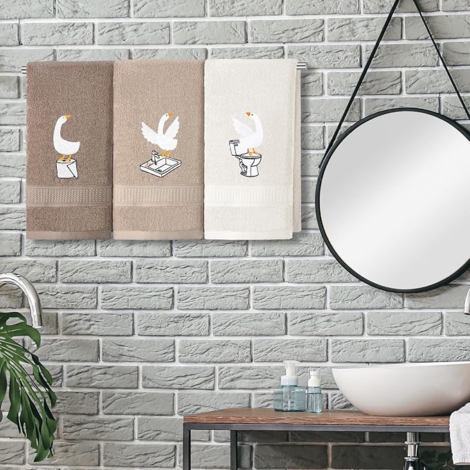 3 Pcs Silly Goose Hand Towels Decorative Silly Goose Bathroom Decor Geese Gifts