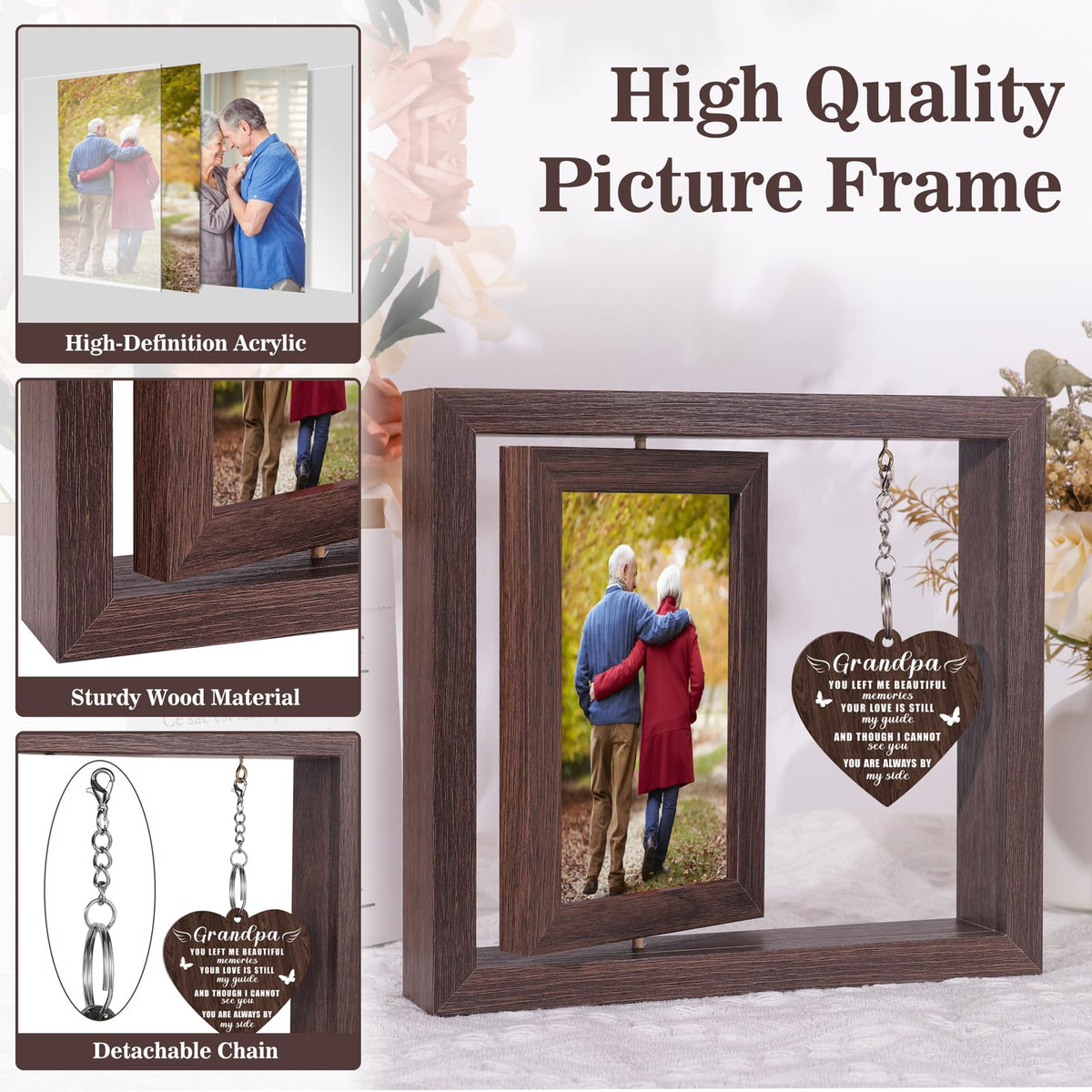 Boiveco Memorial Gifts for Loss of Grandpa, Sympathy Gift for Loss of Grandpa Memorial Picture Frame, In Memory of Grandpa Grief Remembrance Bereavement Gifts for Loss of Grandpa, Display Two 4x6 Photos