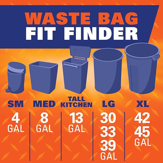 Hefty Strong 30 Gallon Trash Bags, Large Trash Bags 30 Gallon Size, Durable