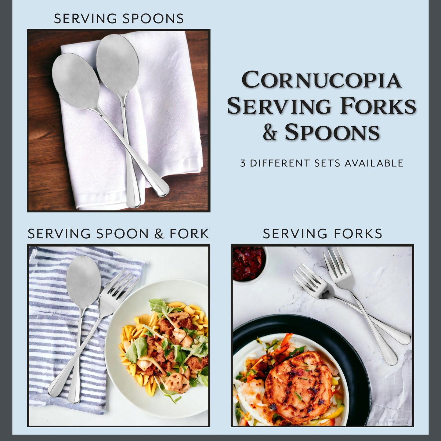 Cornucopia Brands X-Large Stainless Steel Serving Spoons (2-Pack), Buffet & Banquet Style Serving Utensils