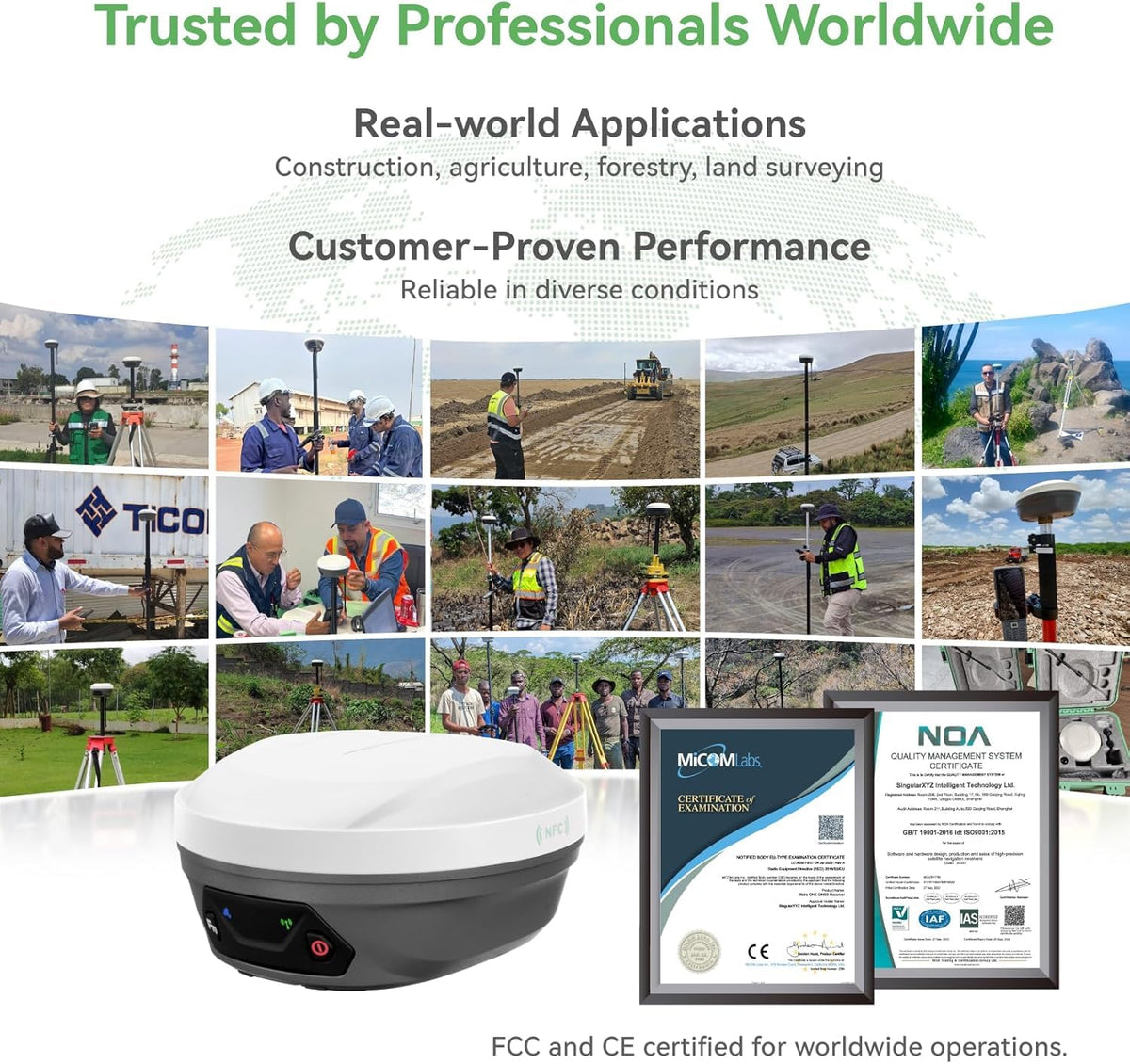 E1 Lite RTK Base Station, High Accuracy GNSS GPS Receiver for Surveying, Drone Mapping & RTK Rover, FCC Certified, Compatible with Third-Party GNSS RTK Receivers (Exclude Tripod)
