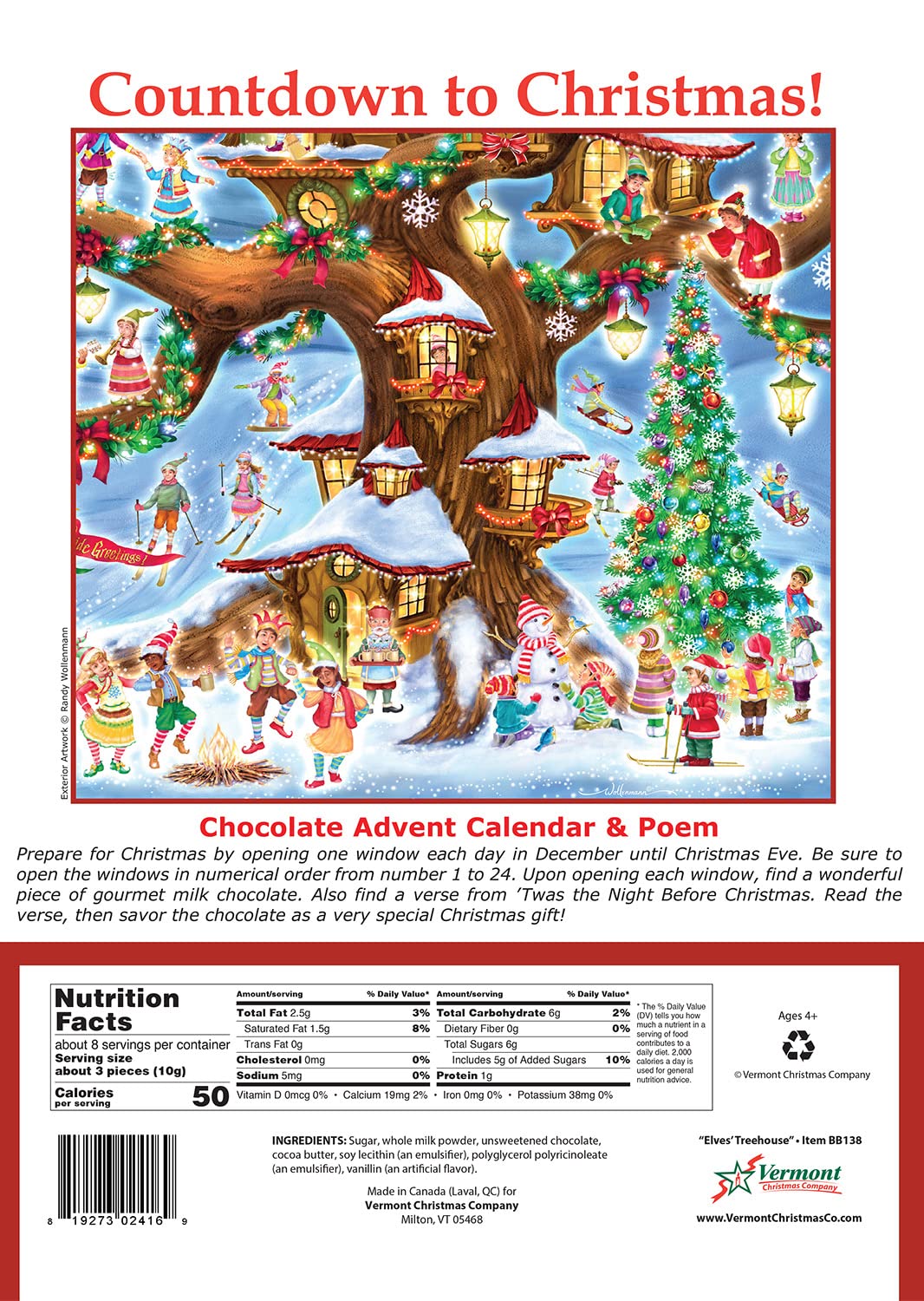 Vermont Christmas Company Elves' Treehouse Chocolate Advent Calendar (Countdown to Christmas)
