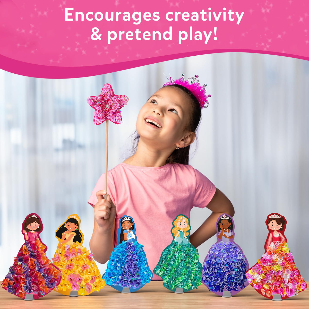 Skillmatics Poke-in Art - Magical Princesses, Mess-Free Fun for Kids, DIY Wood Craft Kits, Creative Activity, Gifts for Girls & Boys Ages 4, 5, 6, 7, 8, 9