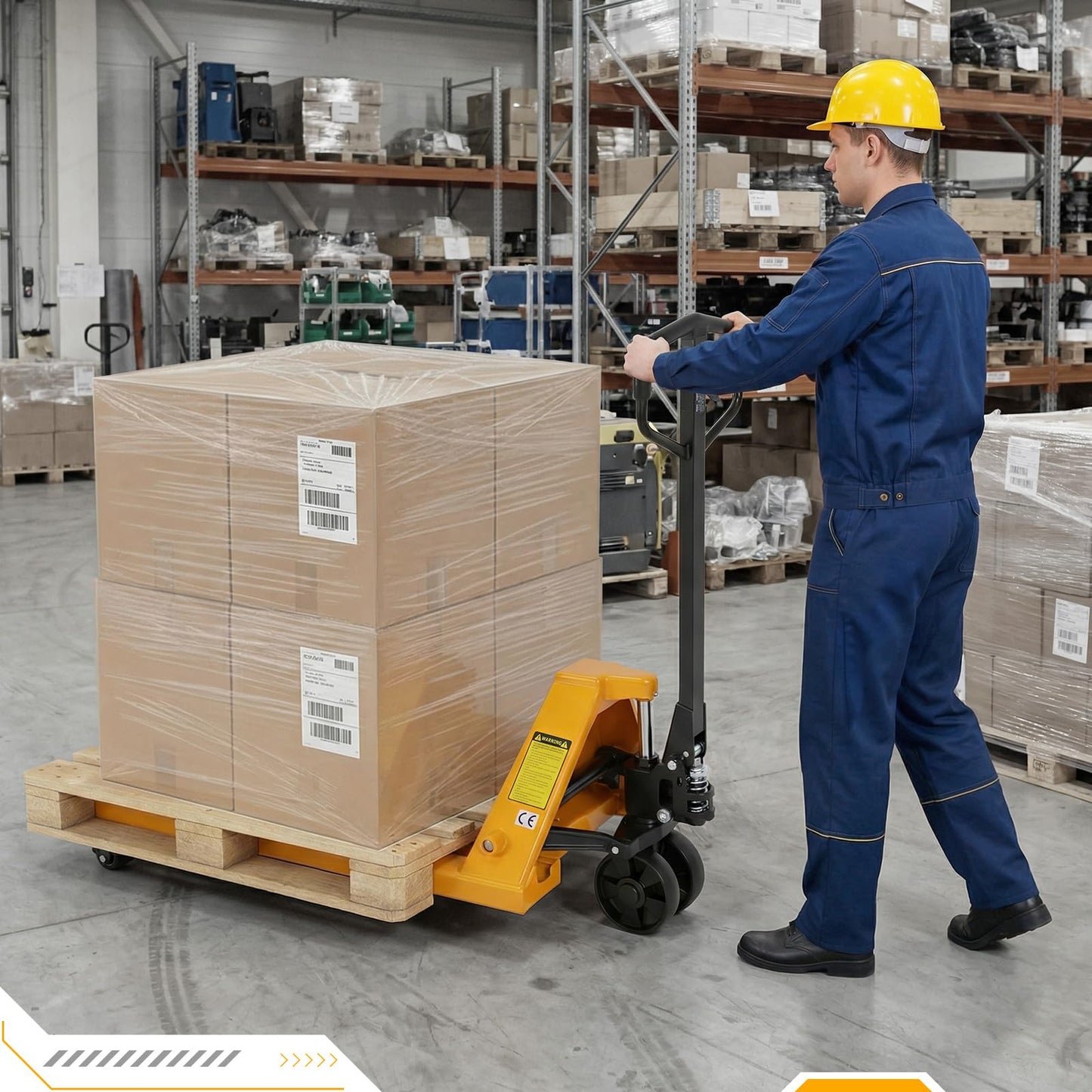Apollo Hand Pallet Jack Truck Duty Industrial Pallet Truck 5500lbs Capacity, 27'' W x 48'' L Forks for Material Handling, Manual Pallet Truck for Warehouse, Manufacturing and Retail