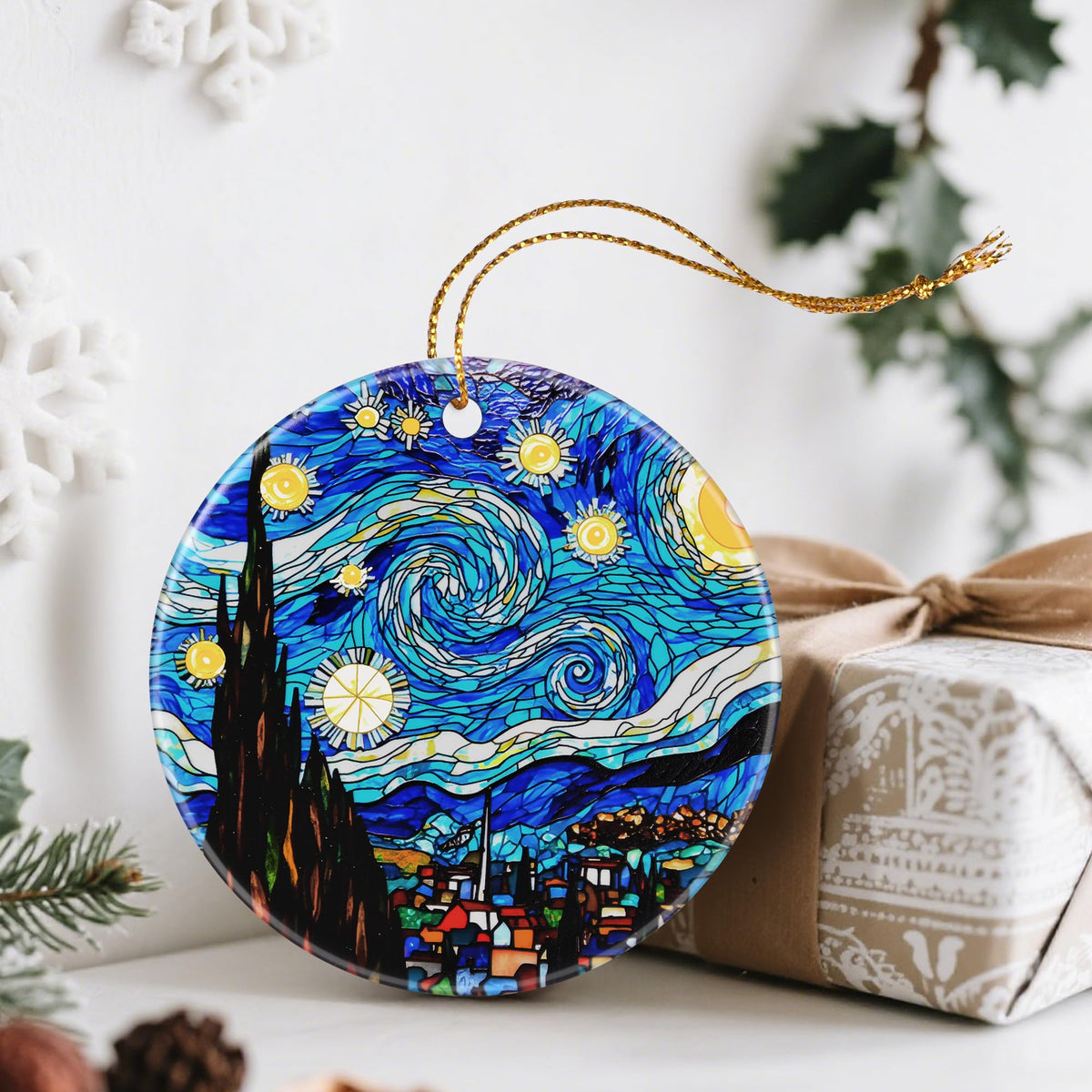 Van Gogh Starry Night Ornaments, Christmas Ornaments: Christmas Tree Decorations, Holiday Decor, Stocking Stuffers, Gift Ideas, Xmas Gifts & Gifts for Art Lover