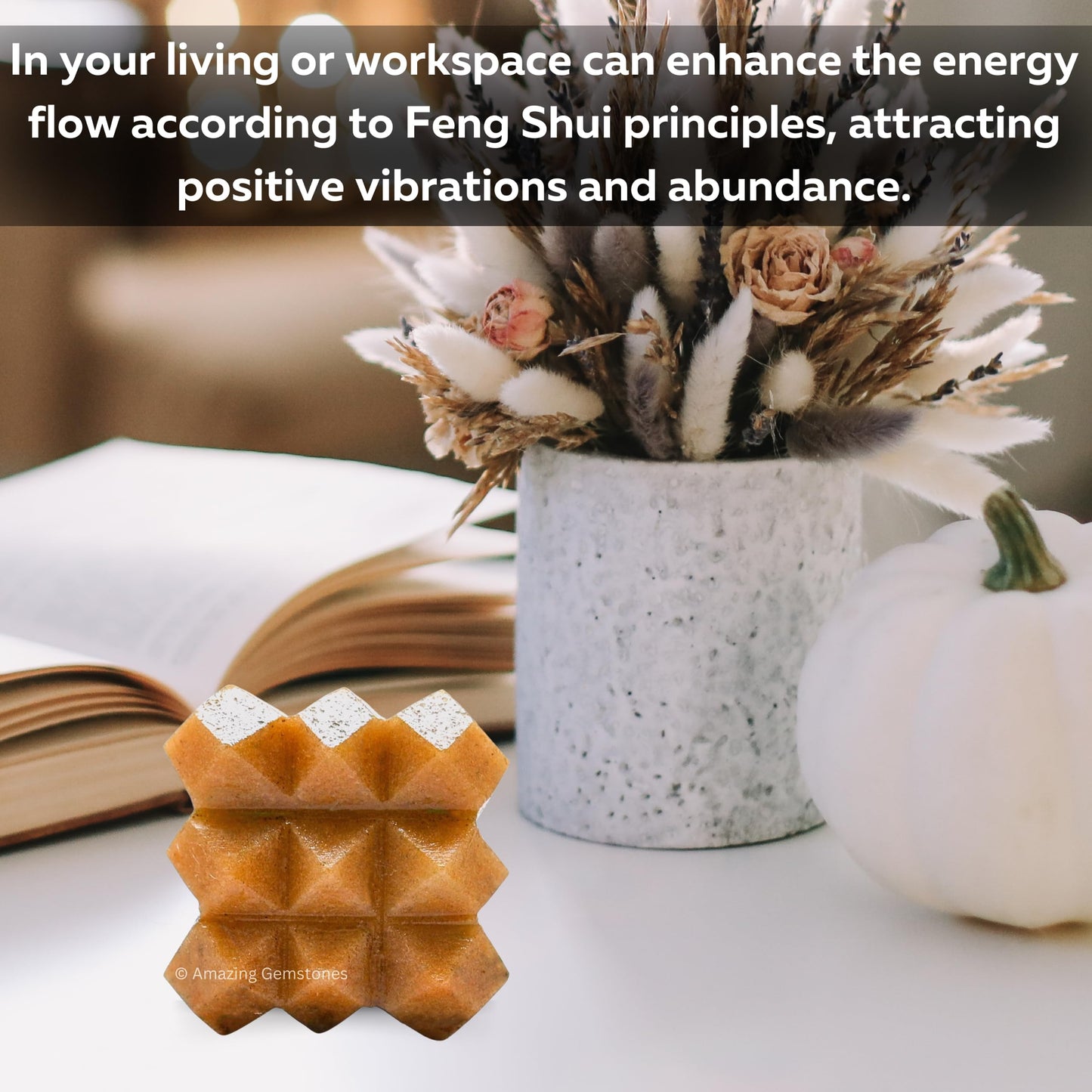 Amazing Gemstone Yellow Jasper Crystal Cube with 54 Pyramid - 1" Mini Lemurian Pyramid Cube Figurine of Natural Stone Pyramid for Meditation, Reiki, Chakra Balancing Vastu Pooja and Crystal Grids