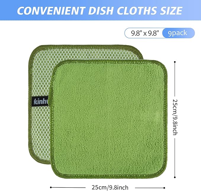 KinHwa Kitchen Washcloths for Dishes Absorbent Microfiber Dish Cloths Quick Dry