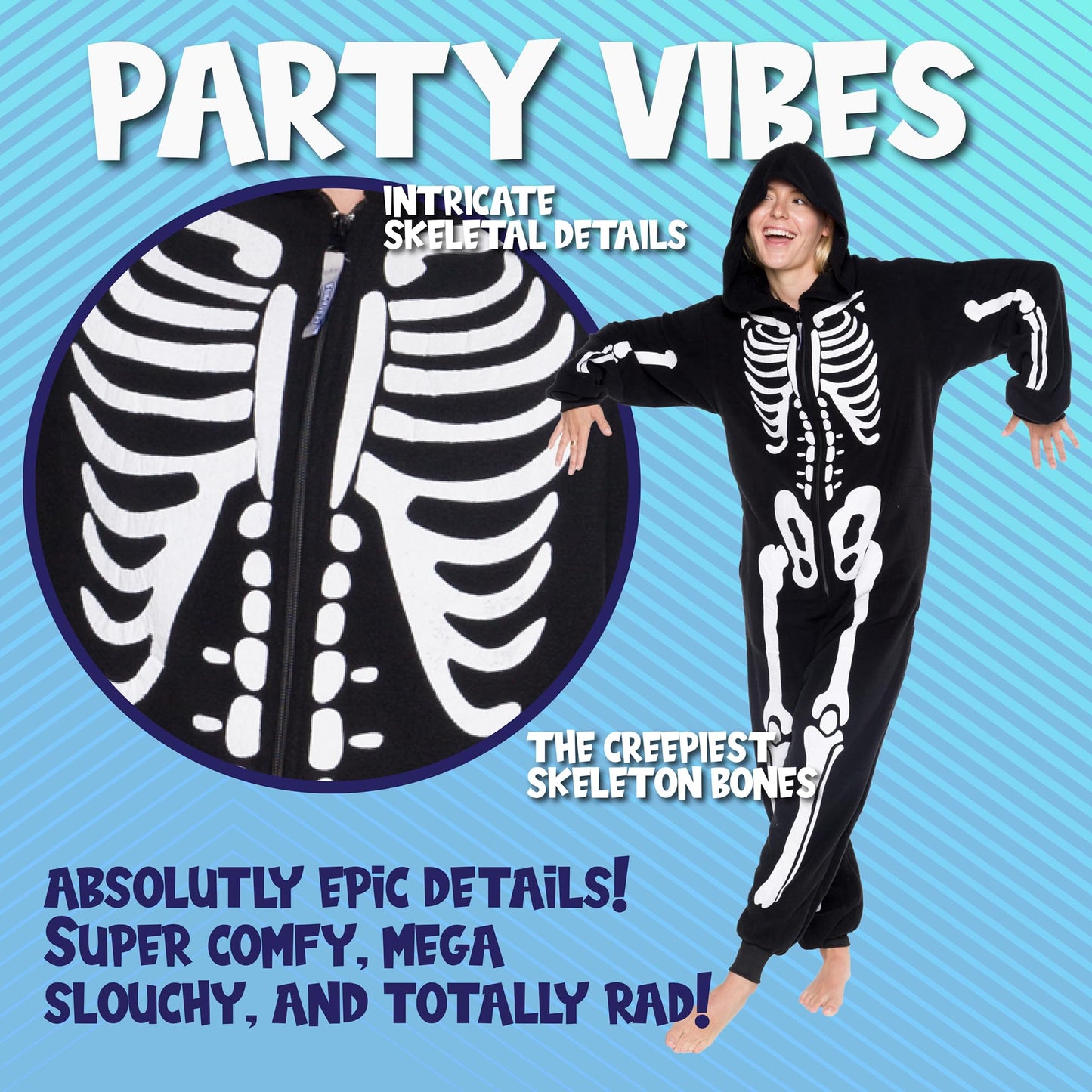 Funziez! Slim Fit Adult Onesie - Animal Halloween Costume - Plush Unisex One Piece Cosplay Suit for Women and Men