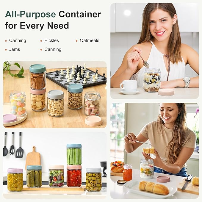 NETANY 6-pack 16 oz Overnight Oats Containers