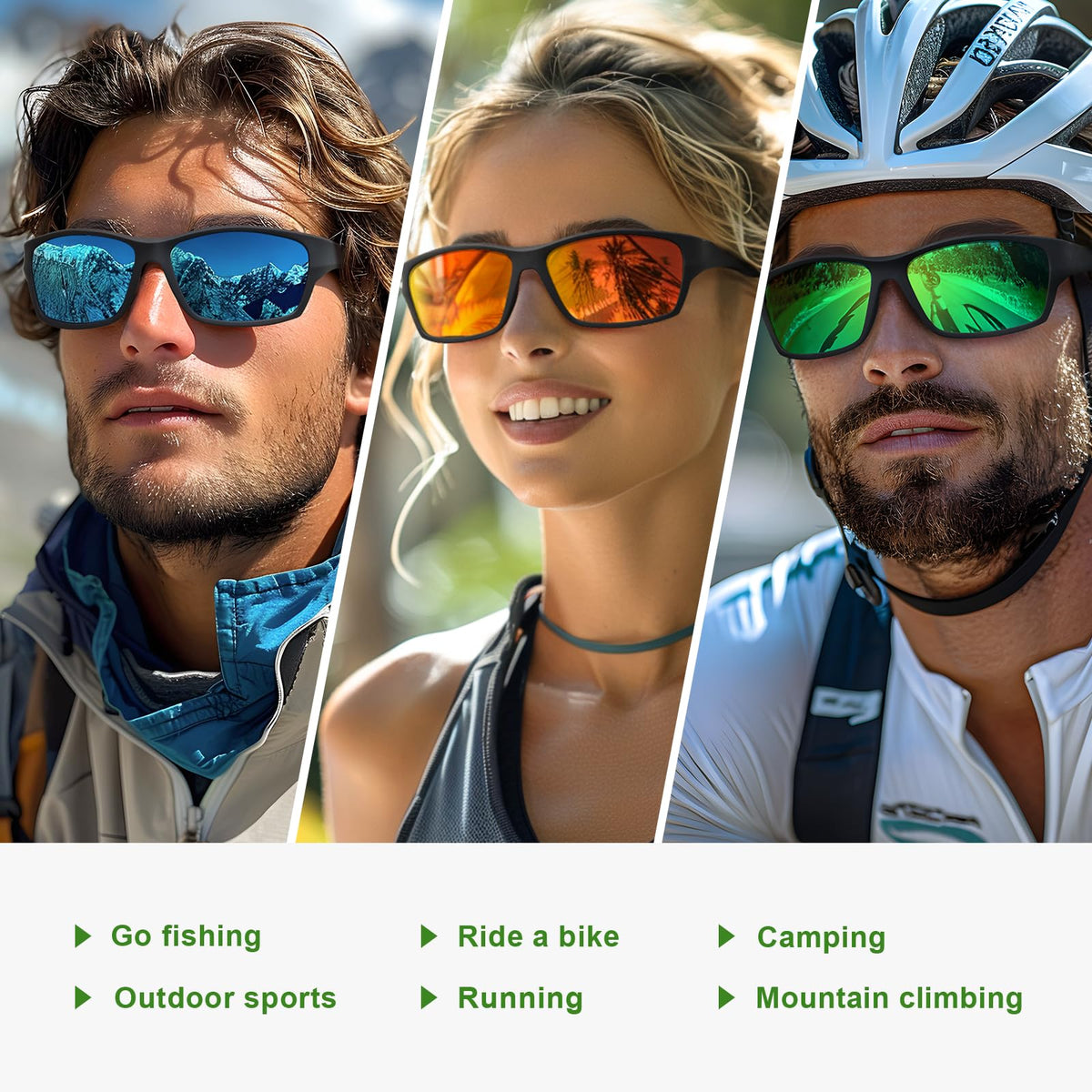 Fanshen Polarized Sunglasses for Men Women, Wrap Around Sunglasses for Mens Womens Cycling Fishing Running UV Protection (A06-Matte Black Frame Purple Lens)