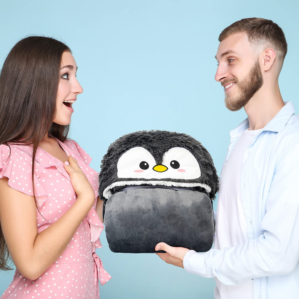 Penguin Wearable Hooded Blanket for Adults ā Fuzzy Super Soft Warm Cozy Plush Flannel Fleece & Sherpa Hoodie Throw Cloak Wrap - Penguin Gifts for Women Adults Girls and Kids