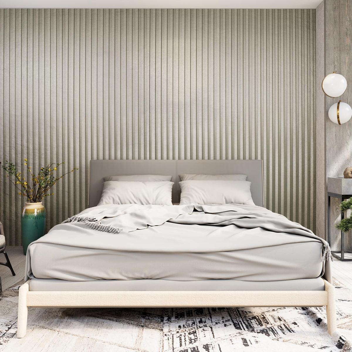 Art3dwallpanels Slat Wall Paneling, 104'' x 6.7'' Glossy Metal Finish WPC Soundproof 3D Wall Panels for Interior Wall Decor, 8 Pack Fluted Textured Panel Wall Slats, Champagne Silver