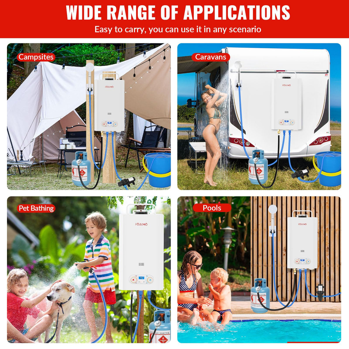 Tankless Water Heater Propane,3.18GPM 12L Outdoor Portable water heater,with 2 GPM Water Pump, with Digital Display Multi-Protection for Camping Trips