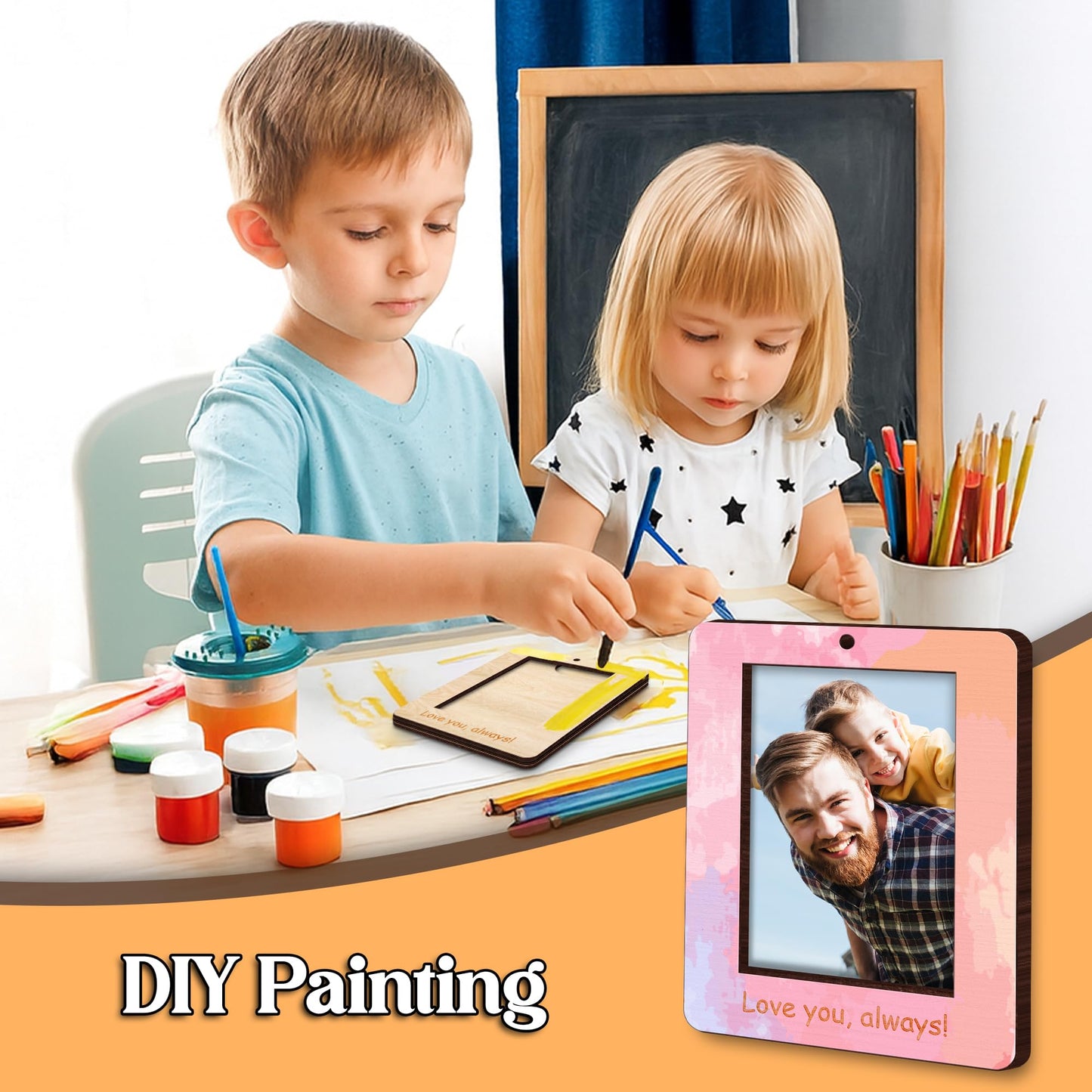 10" Best Dad Ever Hands Down Sign DIY Dad Gifts from Kids Handprint Kit with Acrylic Paint, Toddler Craft Birthday Gift Father's Day for Daddy, Papa Family Plaque with Daughter, Son Names HF90-D