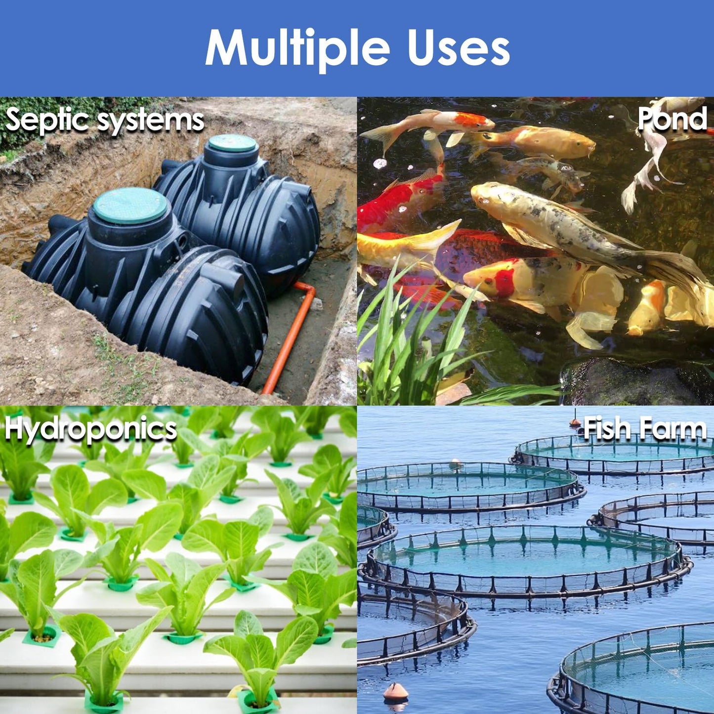 AquaMiracle Super Powerful Linear Air Pump AP-80 Pond Aerator, 1350GPH Koi Pond Air Pump Septic Aerator, for Hydroponic, Waste Treatment, Fish Farm, Seafood Restaurant