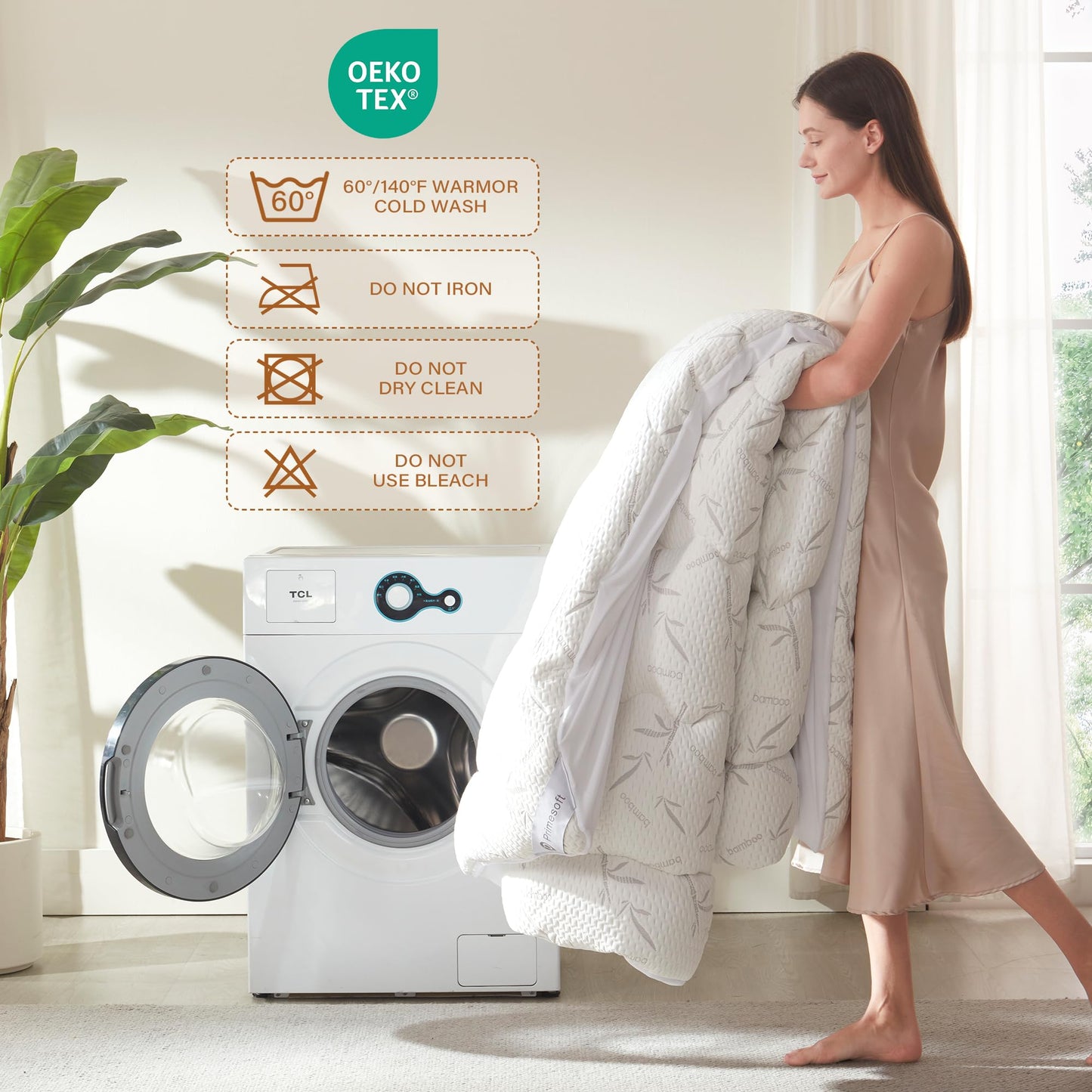PRIMESOFT 100% Waterproof Queen Size Mattress Topper, Thick Pillow Top Mattress Pad,Up to 21 Inch Deep Pocket,Soft Breathable Mattress Pad for Back Pain, Protector Cover(White)