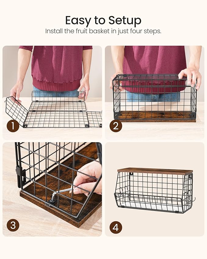 2-Tier Fruit Basket for Kitchen, Stackable wire basket